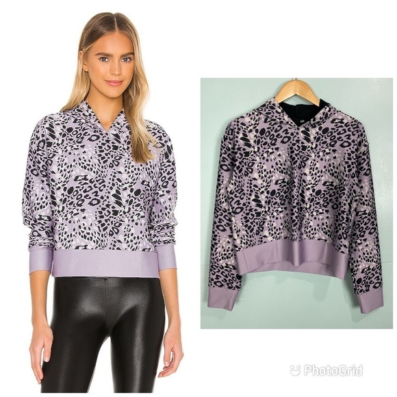 Cor by Ultracor Leopard Star Cropped Hoodie Purple Black Sz M - Picture 1 of 8